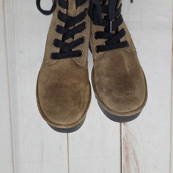 Fly London Biaz329fly suede wedge combat boots green moto platform - Picture 4 of 9